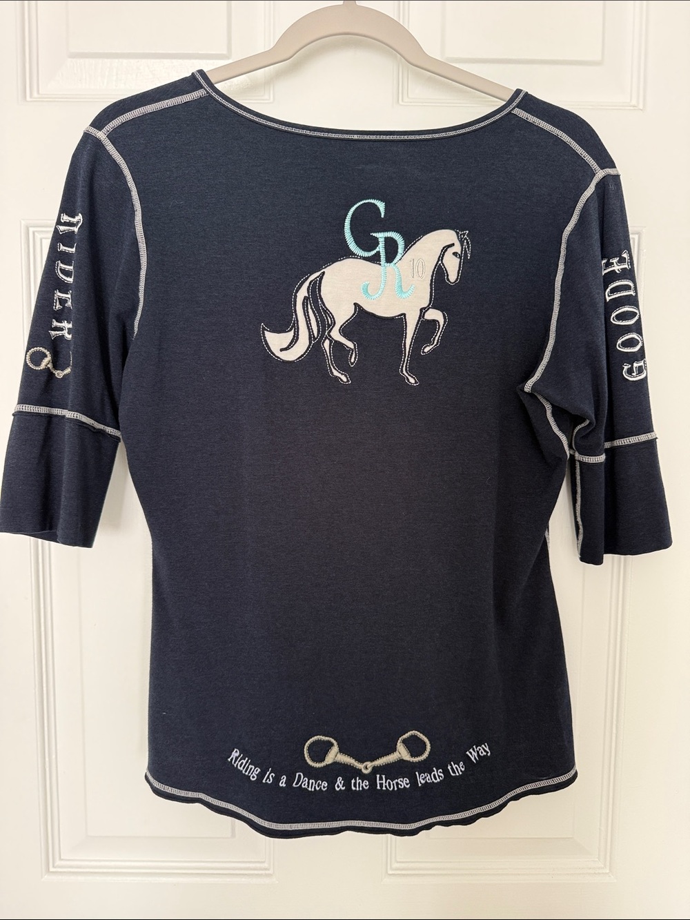 Goode Rider NWOT Girls’ Equestrian Embroidered Polo in Navy (Med)